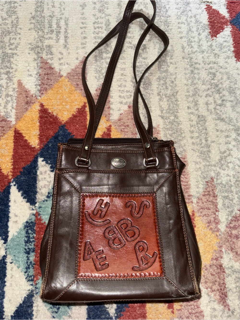 Leather Embossed Brown Shoulder Bag